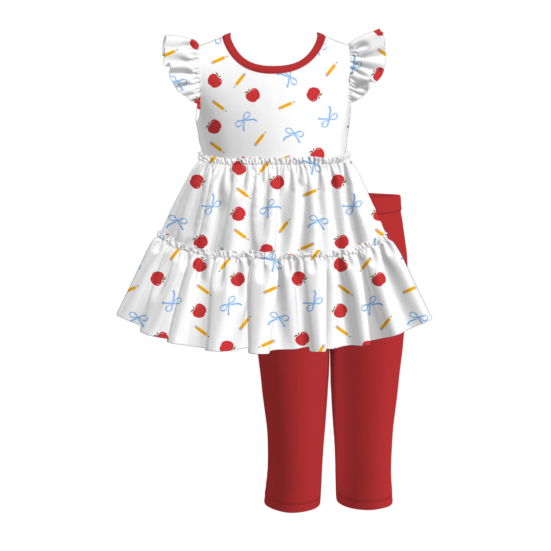 (Pre Order)Girls Summer Back To School Print Capris Set