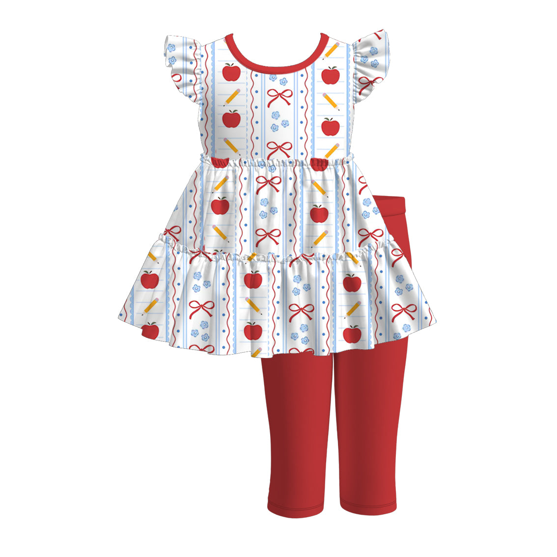 (Pre Order)Girls Summer Back To School Print Capris Set