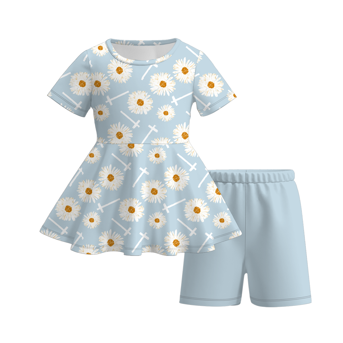 (Pre Order)Girls Spring&Summer Animals Print Shorts Set