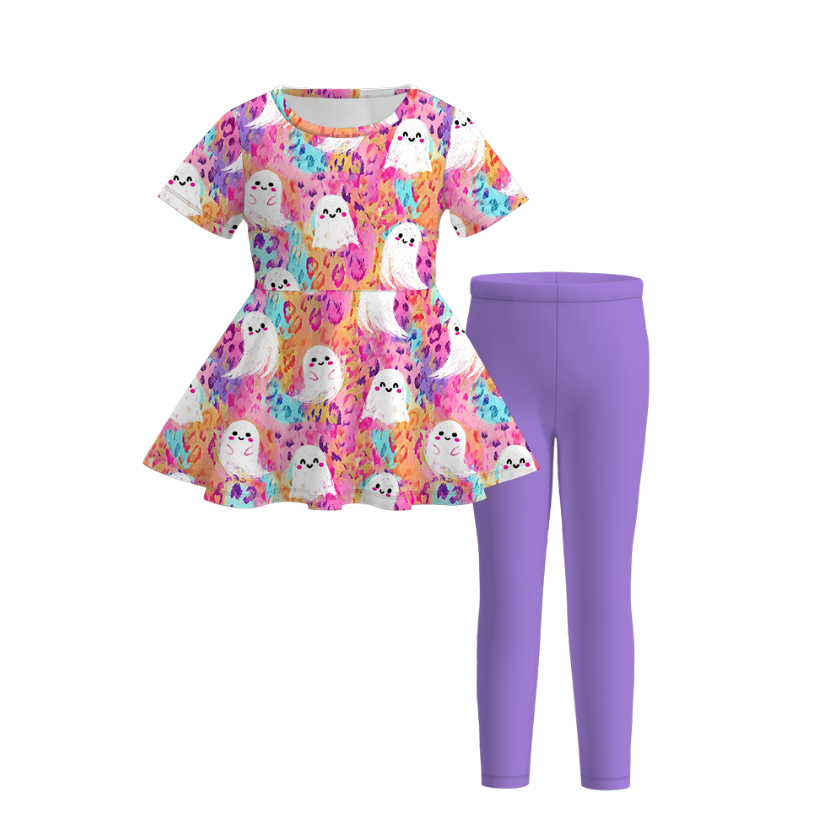 (Pre Order)Girls Halloween Ghost Print Dress&Set