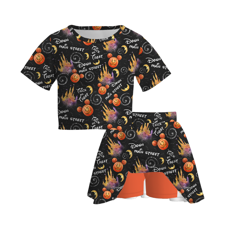 (Pre Order)Family Halloween Cartoon Print Dress,Set&Top