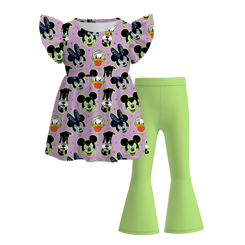 (Pre Order)Family Halloween Cartoon Print Dress,Set&Top