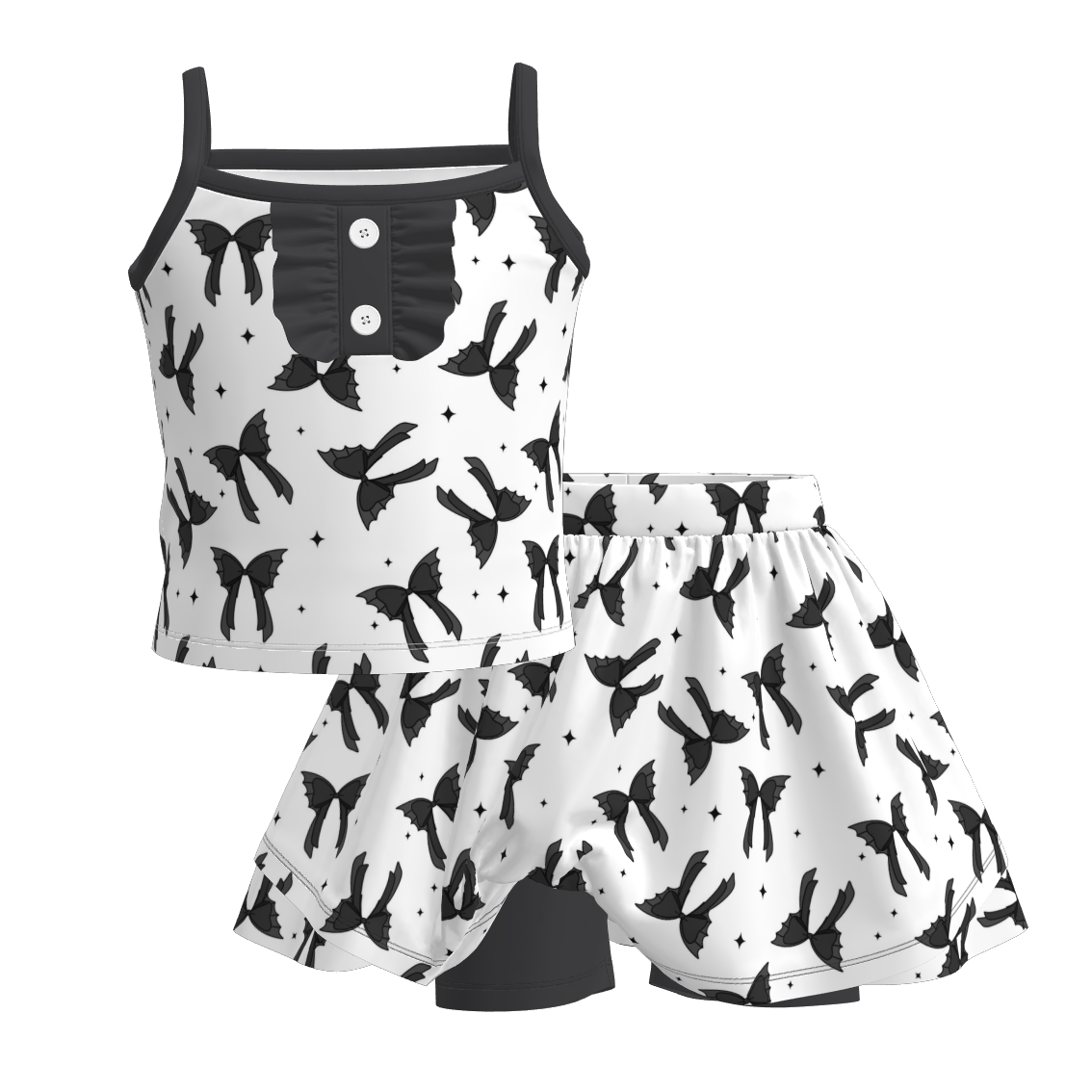 (Pre Order)Girls Halloween Cartoon Print Skort Set