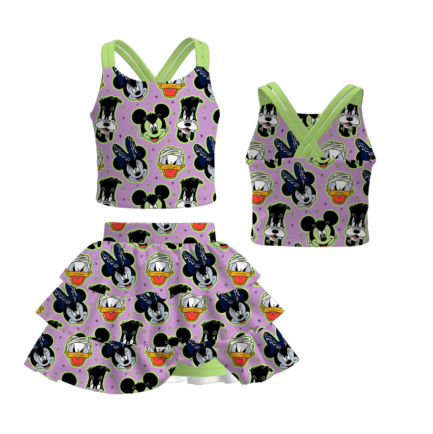 (Pre Order)Family Halloween Cartoon Print Set&Top