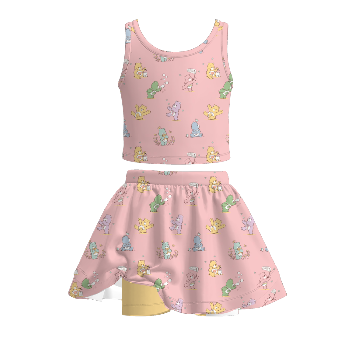 (Pre Order)Girls Summer Cartoon Print Skort Set