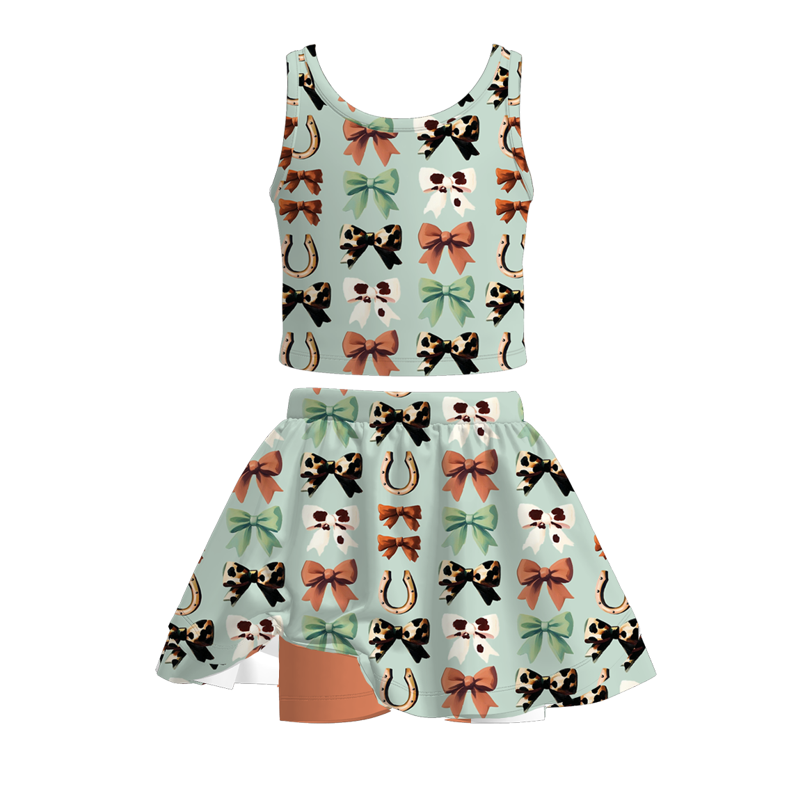 (Pre Order)Girls Summer Cartoon Print Skort Set
