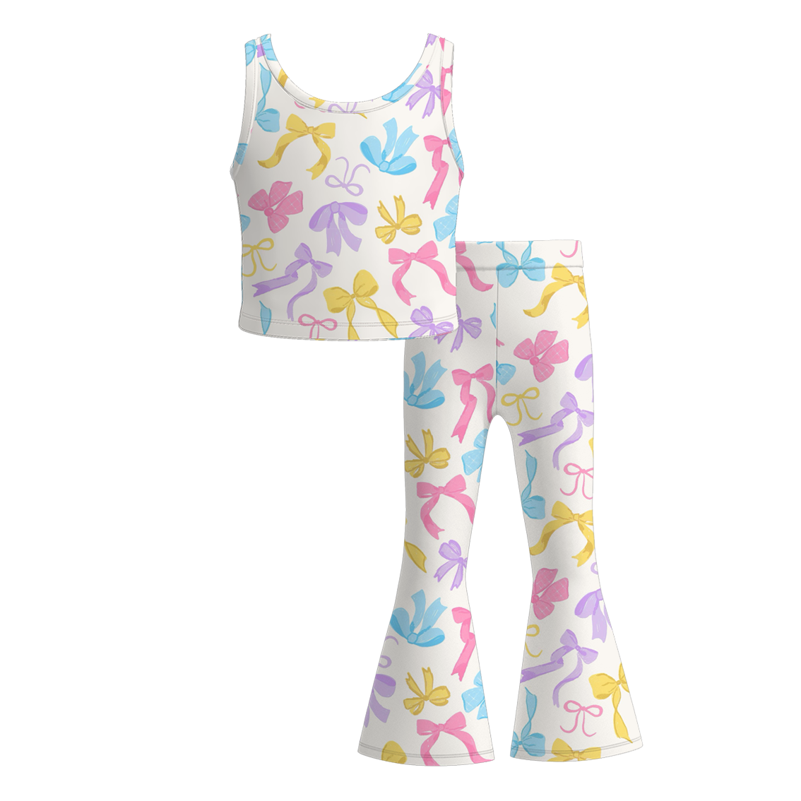 (Pre Order)Girls Summer Floral&Bow Print Outfit Set