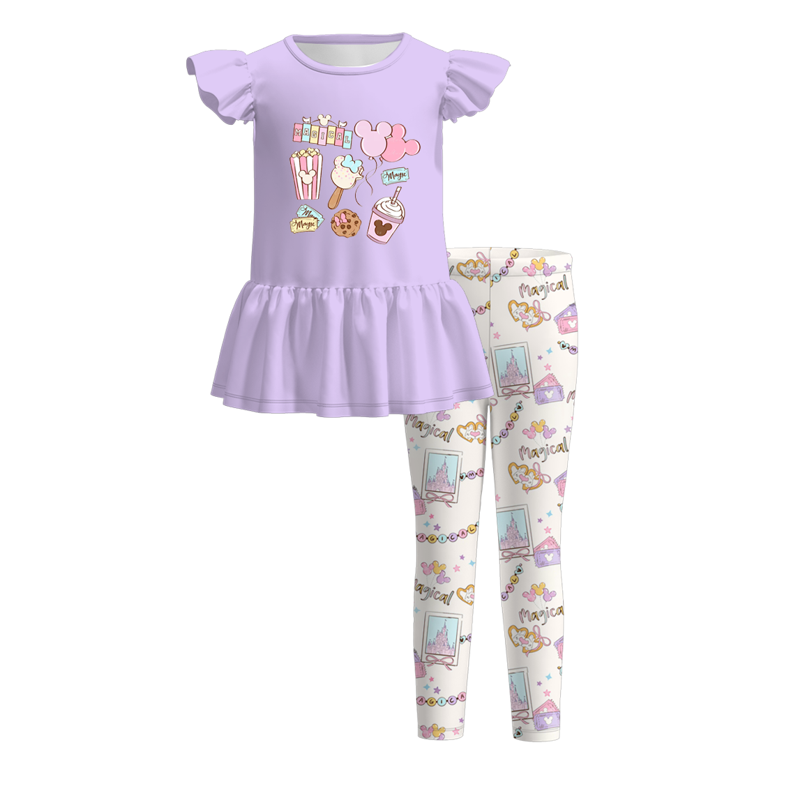 (Pre Order)Family Spring&Summer Cartoon Print Dress,Set,Top&Romper