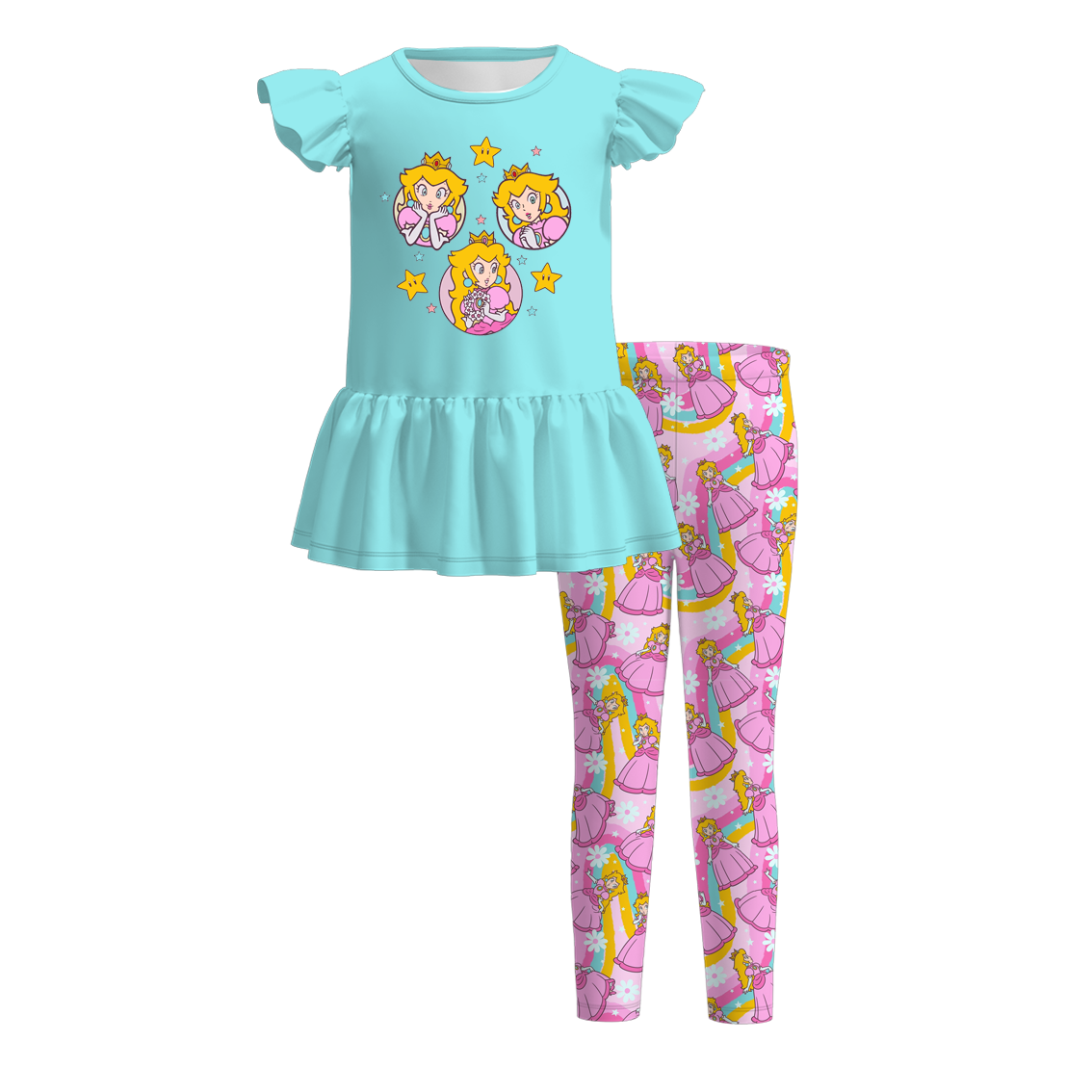 (Pre Order)Girls Summer Cartoon Print Outfit Set
