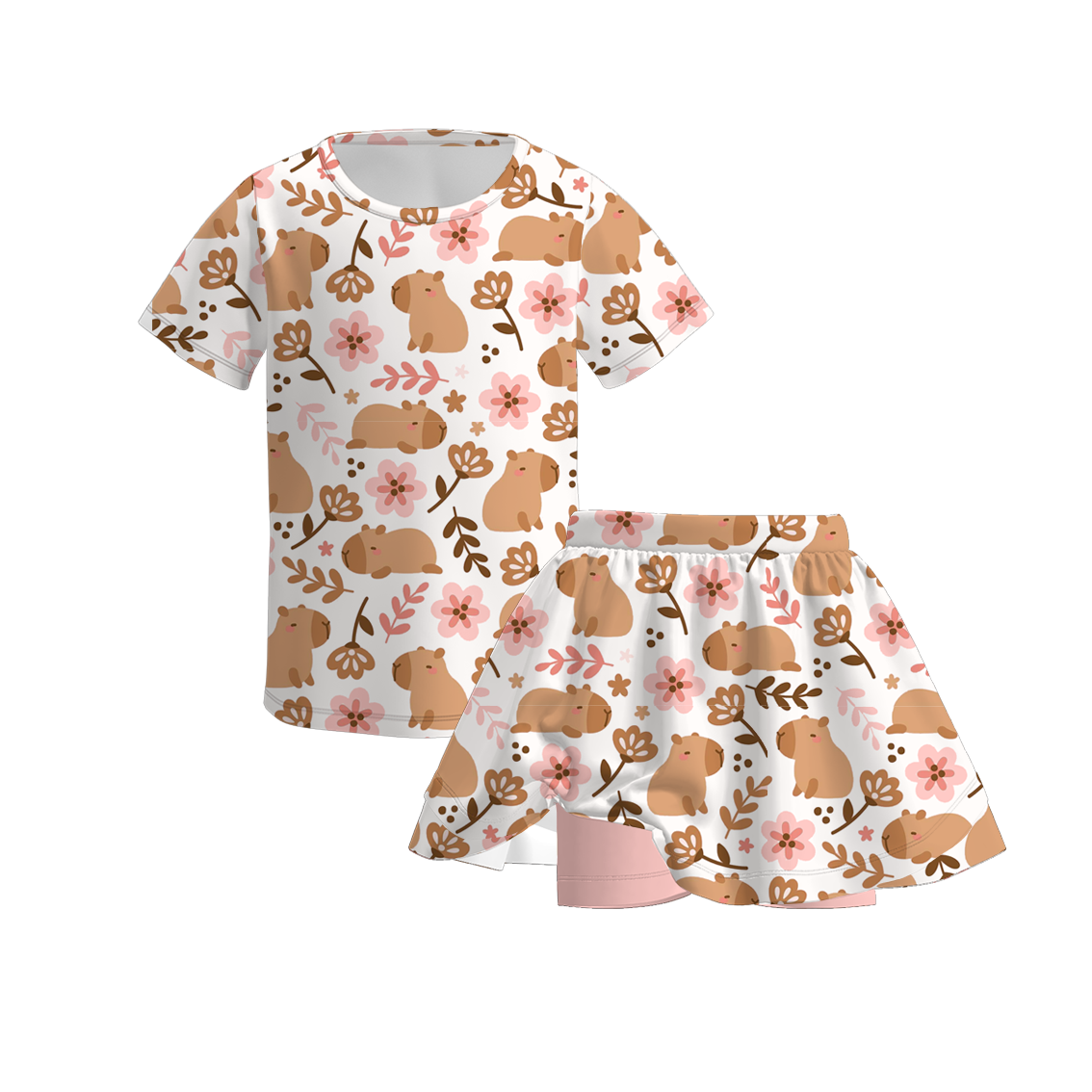 (Pre Order)Girls Spring&Summer Cartoon Print Dress&Set