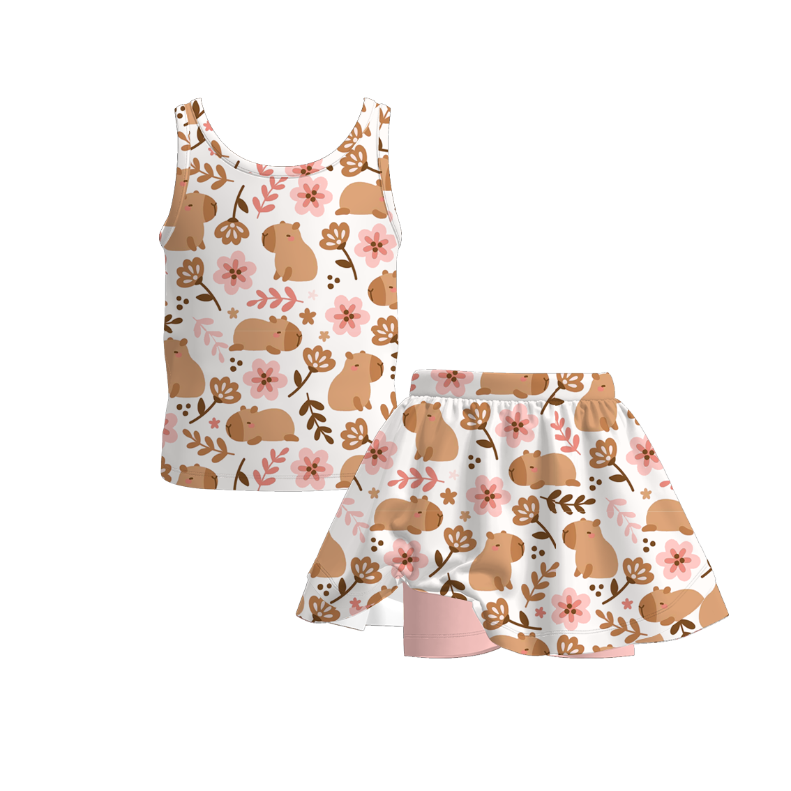 (Pre Order)Girls Spring&Summer Cartoon Print Dress&Set