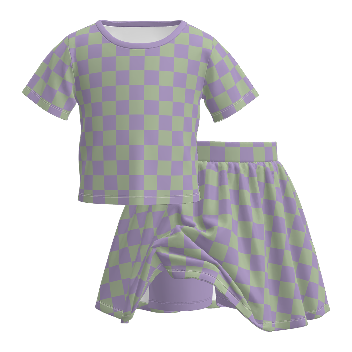 (Pre Order)Girls Halloween Checkerboard Print Skort Set