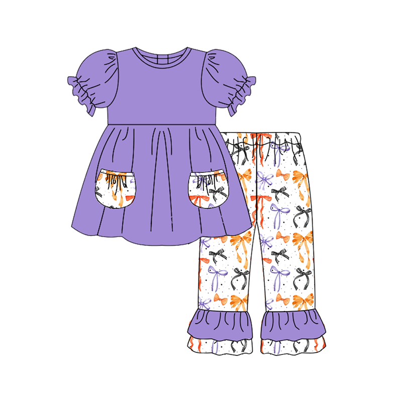 (Pre Order)Family Halloween Bow Print Set,Pajamas&Romper