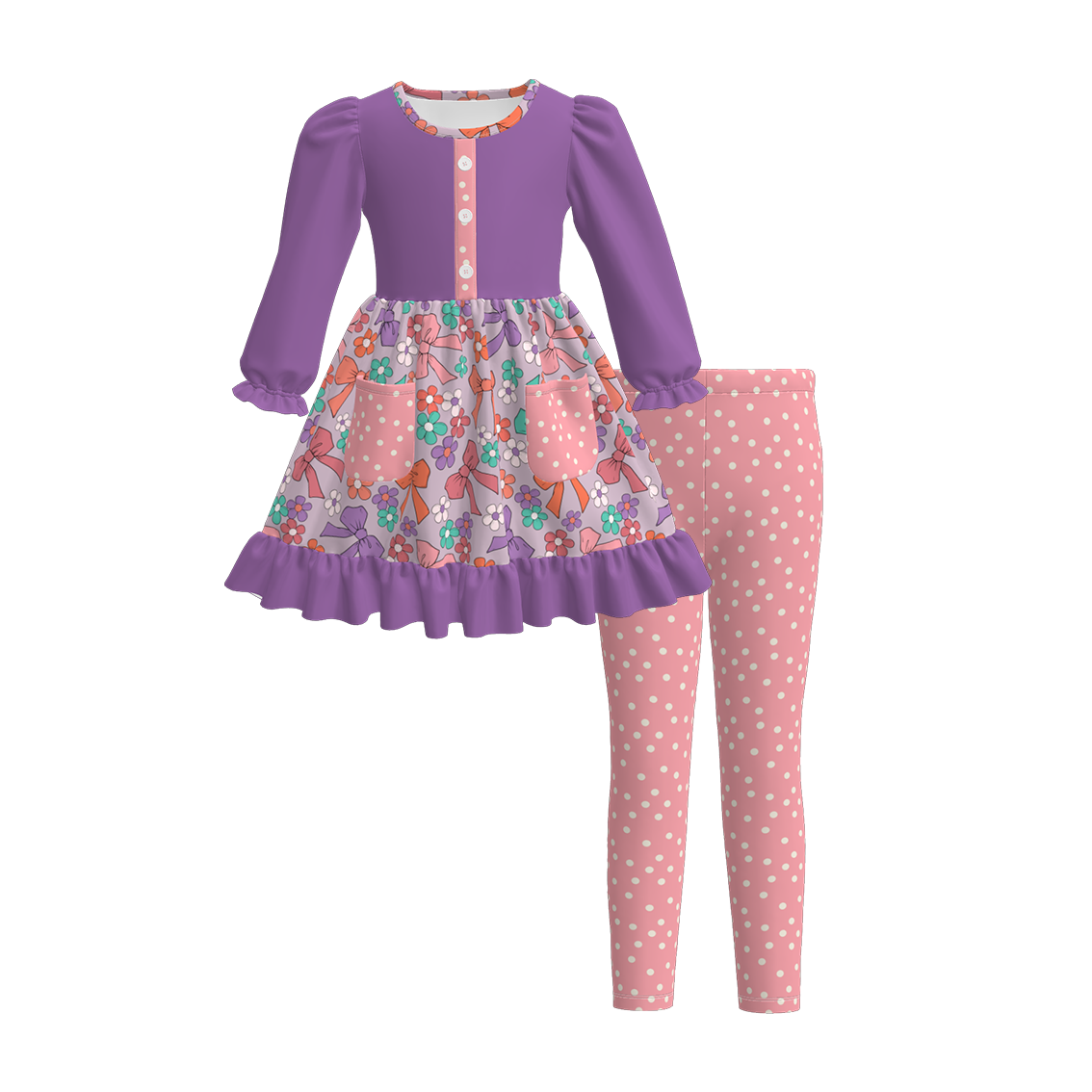 (Pre Order)Family Fall Bow Print Dress,Set&Romper