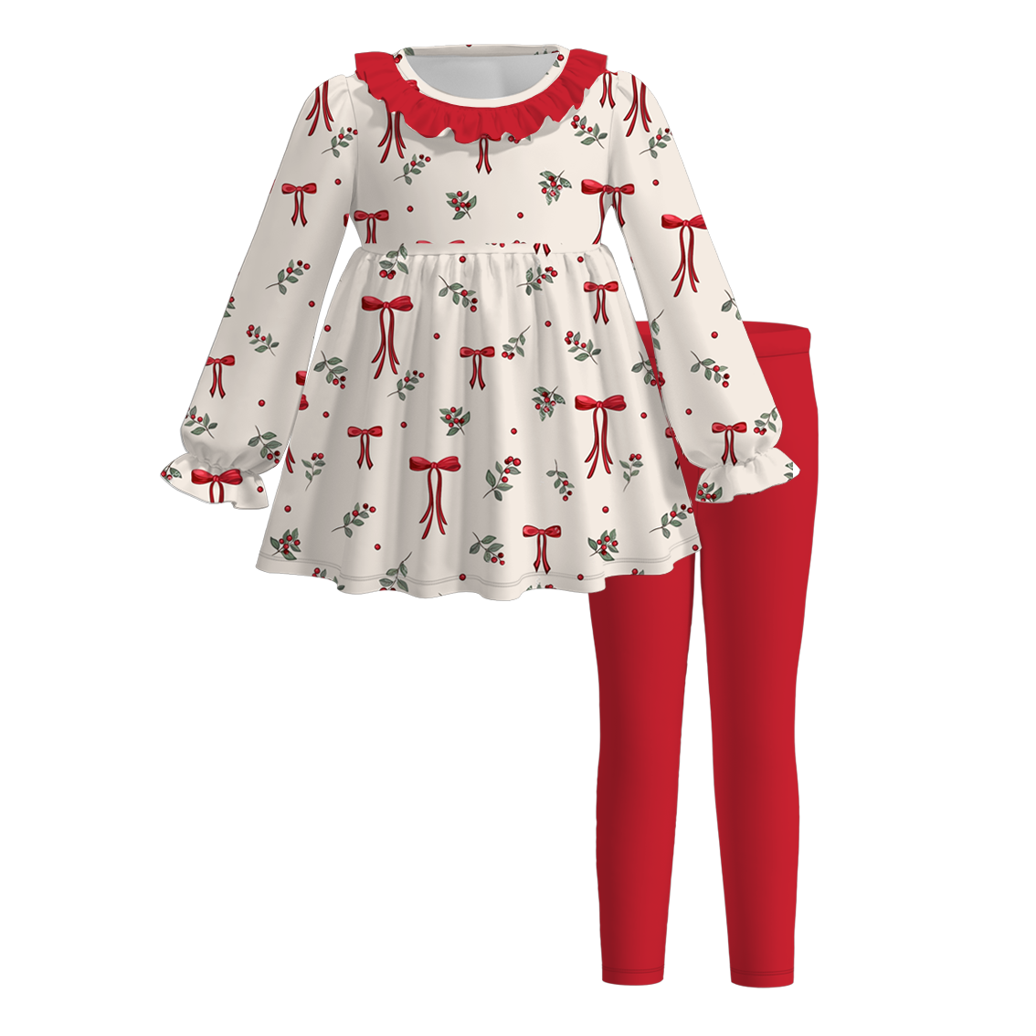 (Pre Order)Family Christmas Bow Print Dress,Set&Romper