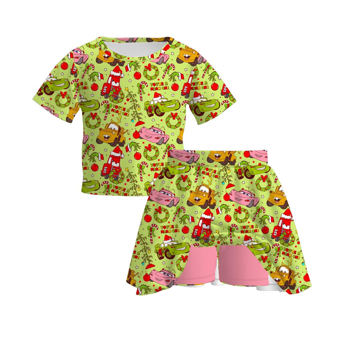 (Pre Order)Family Christmas Cartoon Print Dress,Set&Top