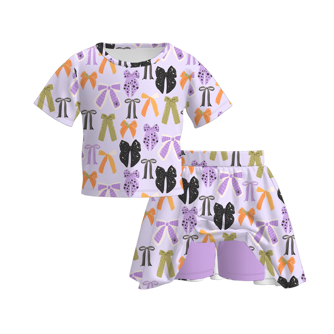(Pre Order)Family Halloween Bow Print Dress,Set&Top