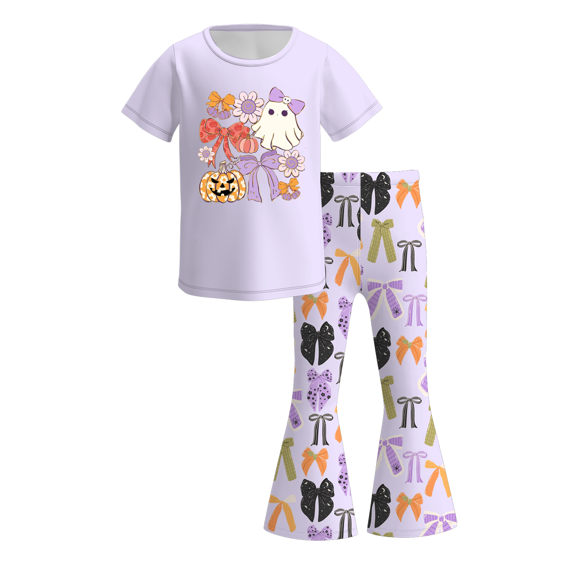 (Pre Order)Family Halloween Bow Print Dress,Set&Top
