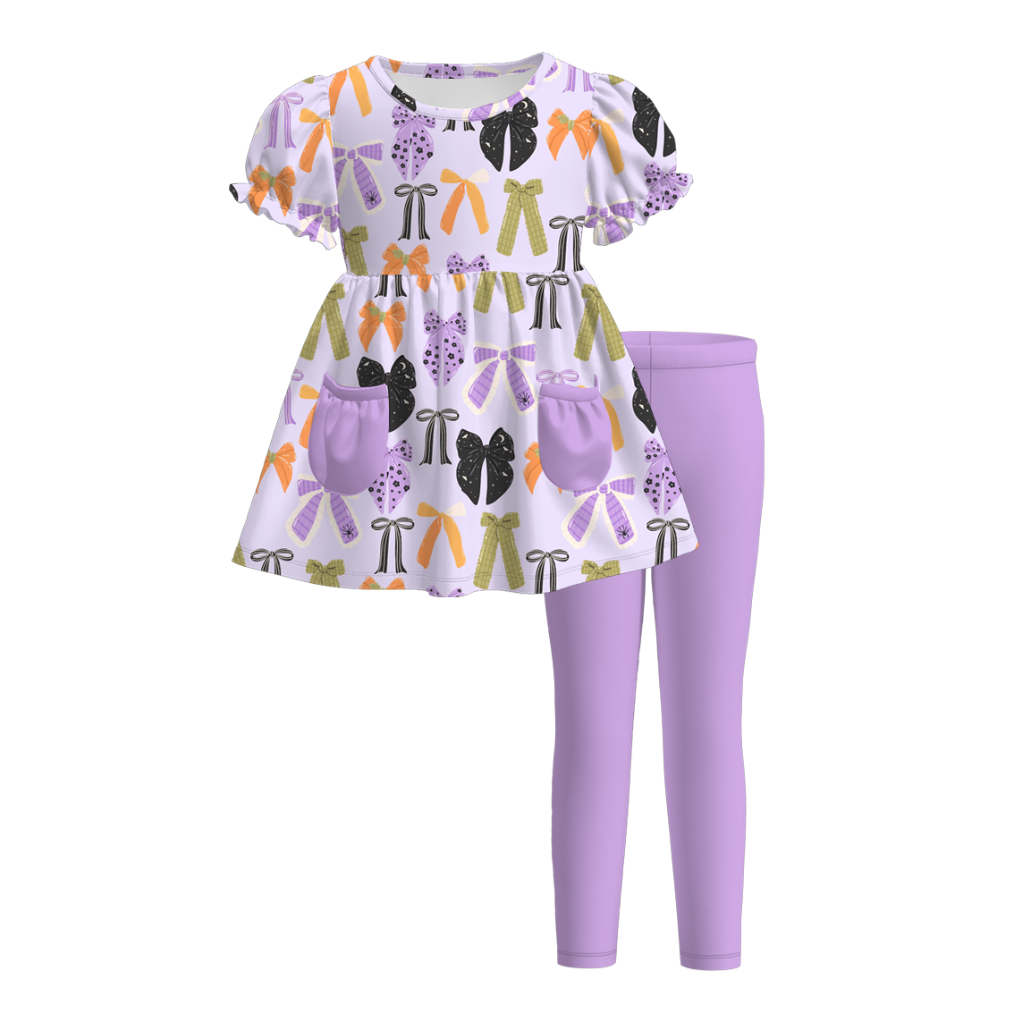 (Pre Order)Family Halloween Bow Print Dress,Set&Top