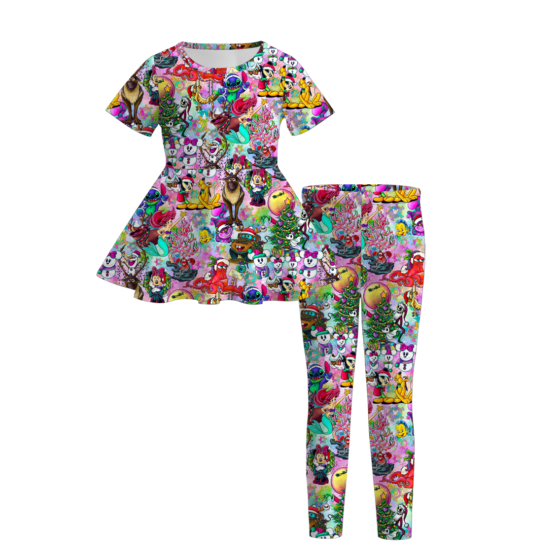 (Pre Order)Girls Halloween&Christmas Print Outfit Set&Dress