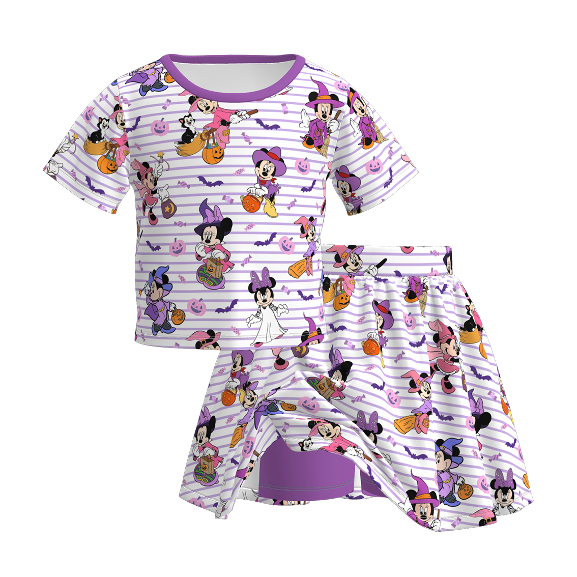 (Pre Order)Family Halloween Cartoon Print Dress,Set&Romper
