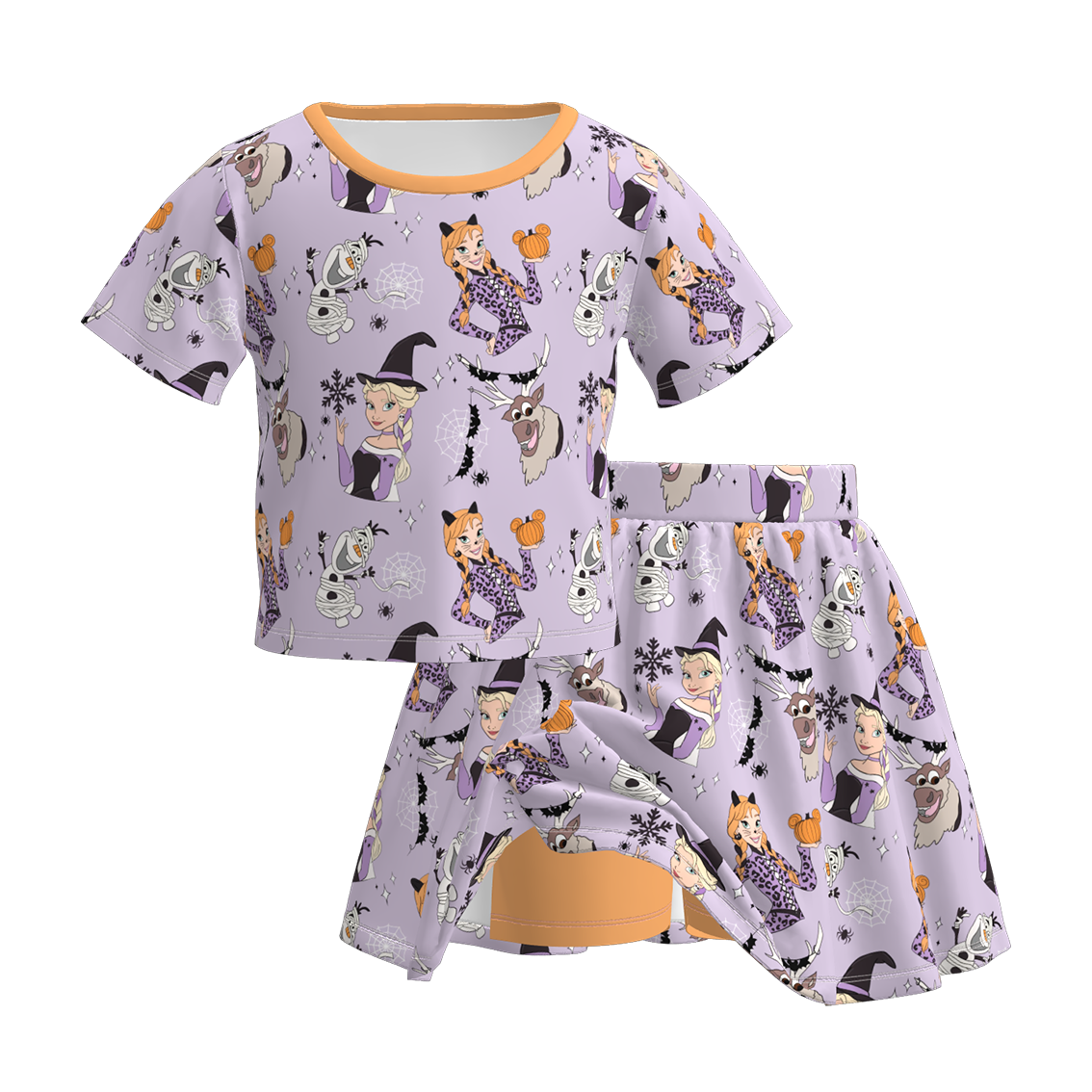 (Pre Order)Family Halloween Princess Print Dress,Set&Romper