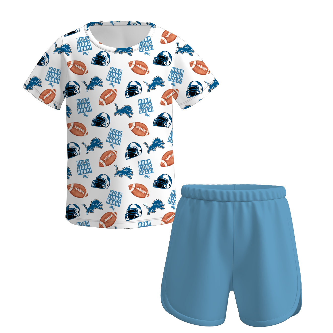 (Pre Order)Girls Summer Football Print Shorts Set