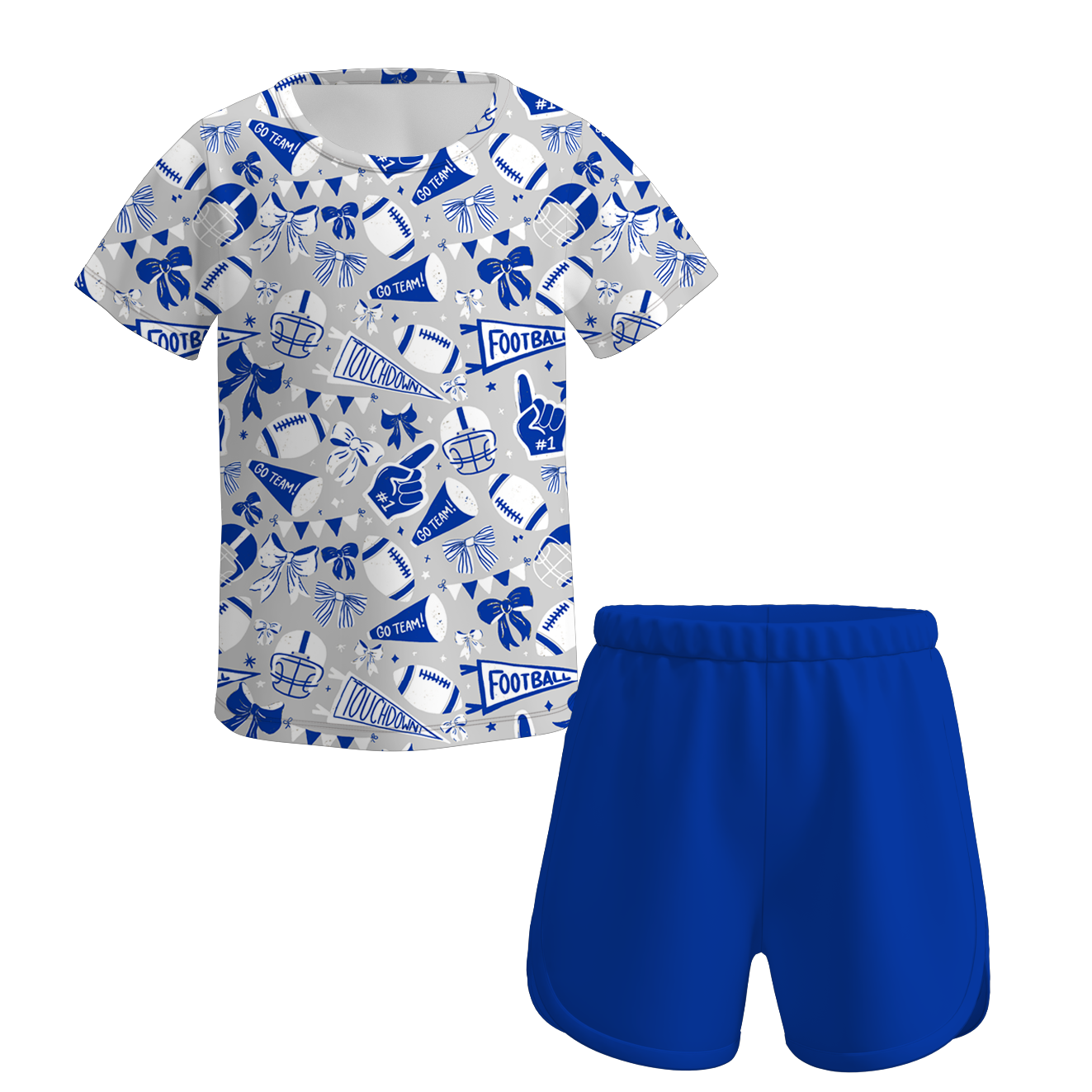 (Pre Order)Girls Summer Football Print Shorts Set