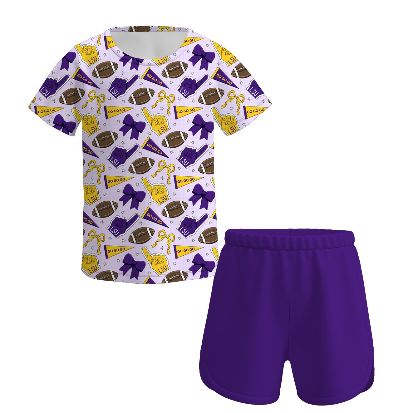 (Pre Order)Girls Summer Football Print Shorts Set
