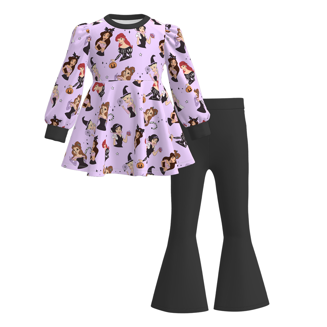 (Pre Order)Family Halloween Princess Print Dress,Set&Romper