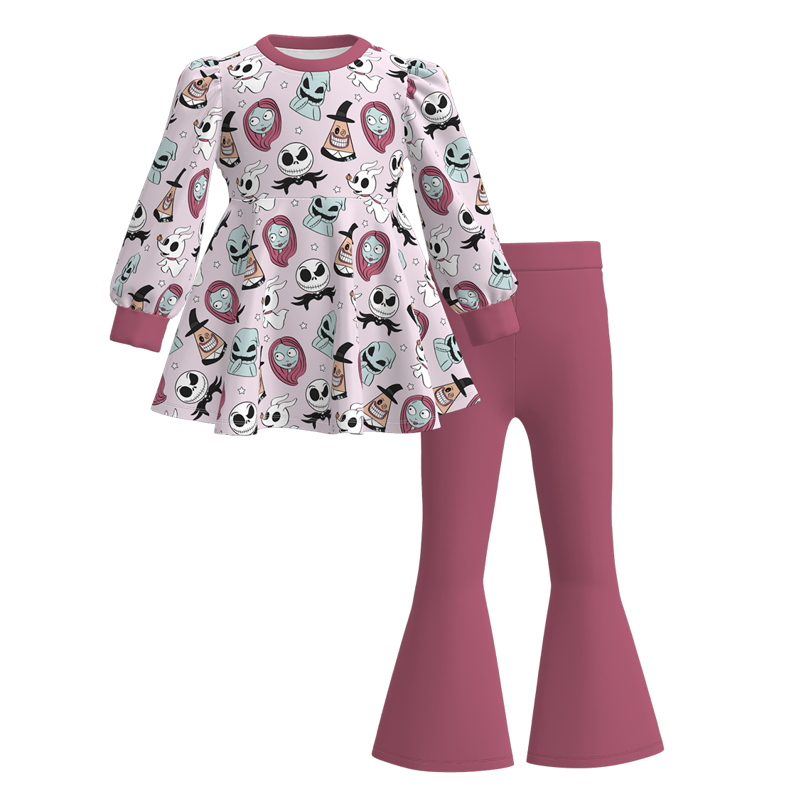 (Pre Order)Family Halloween Cartoon Print Dress,Set&Romper