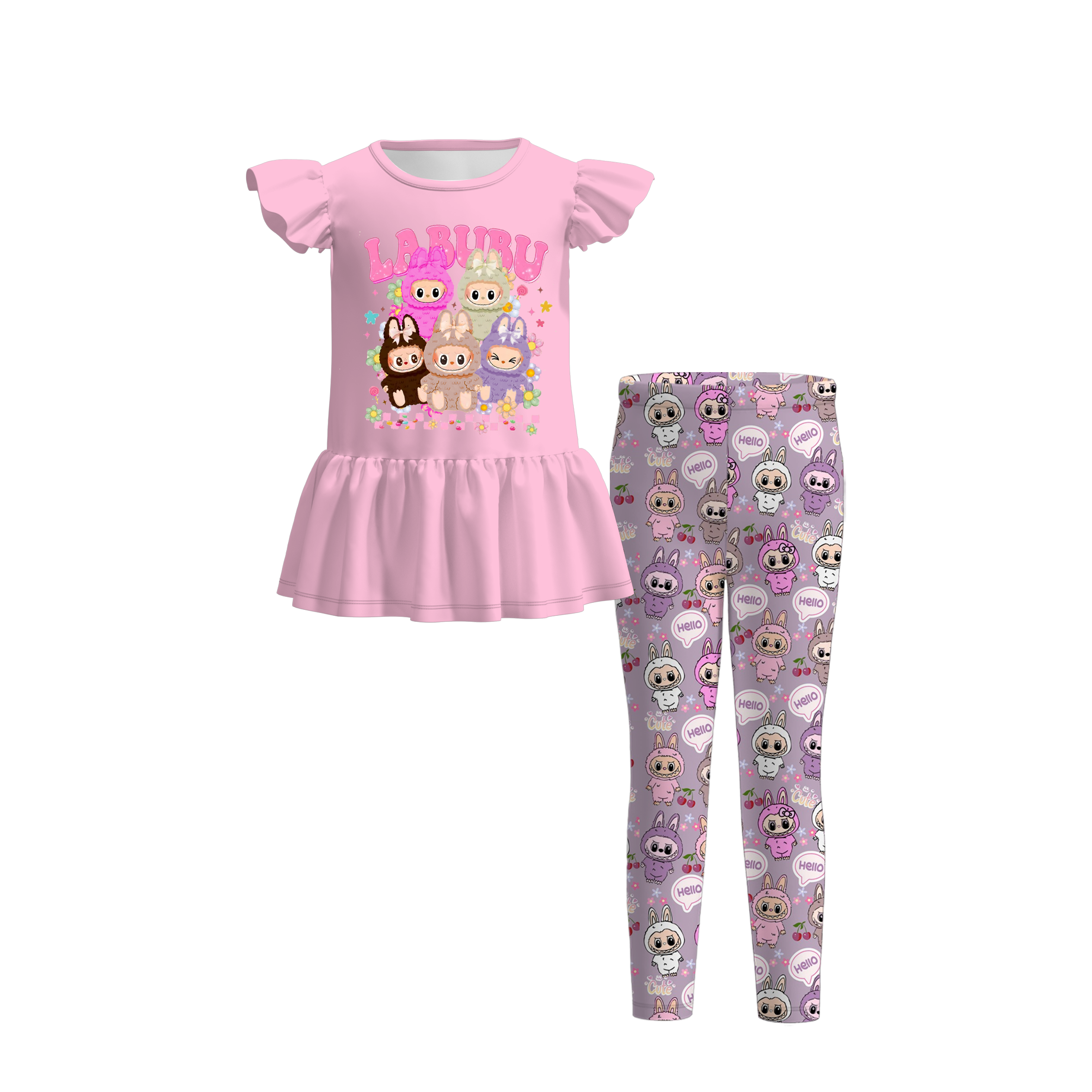 (Pre Order)Girls Summer Cartoon Print Outfit Set&Pajamas