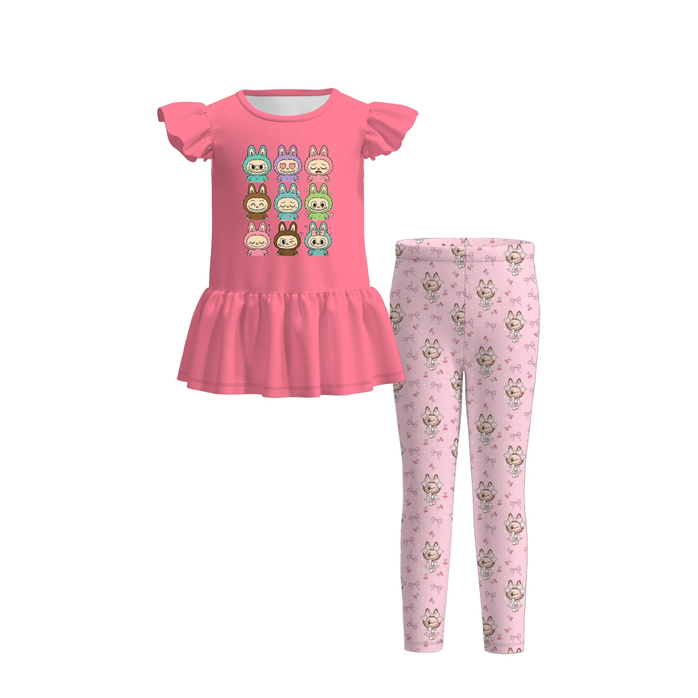 (Pre Order)Girls Summer Cartoon Print Outfit Set&Pajamas