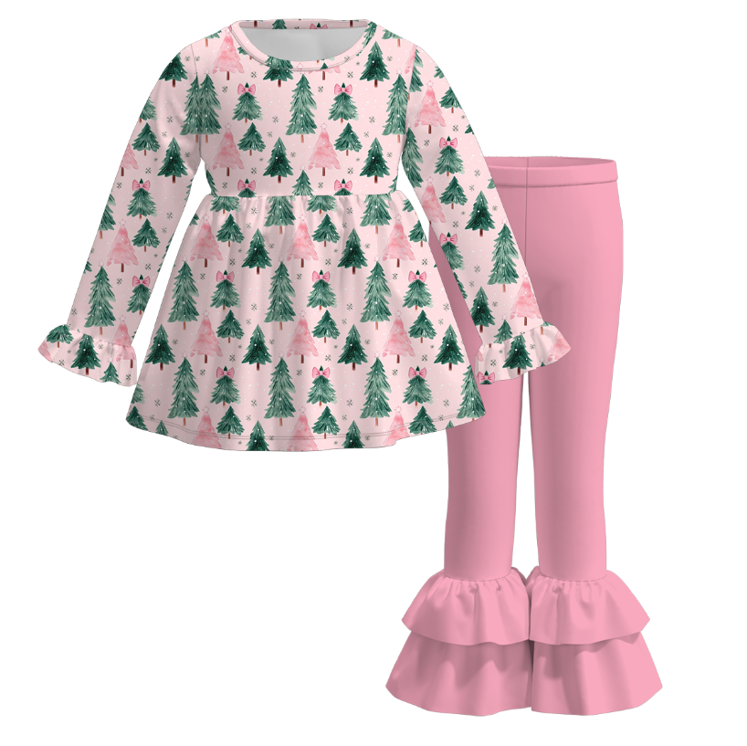 (Pre Order)Family Christmas Tree Print Dress,Set,Romper&Pajamas