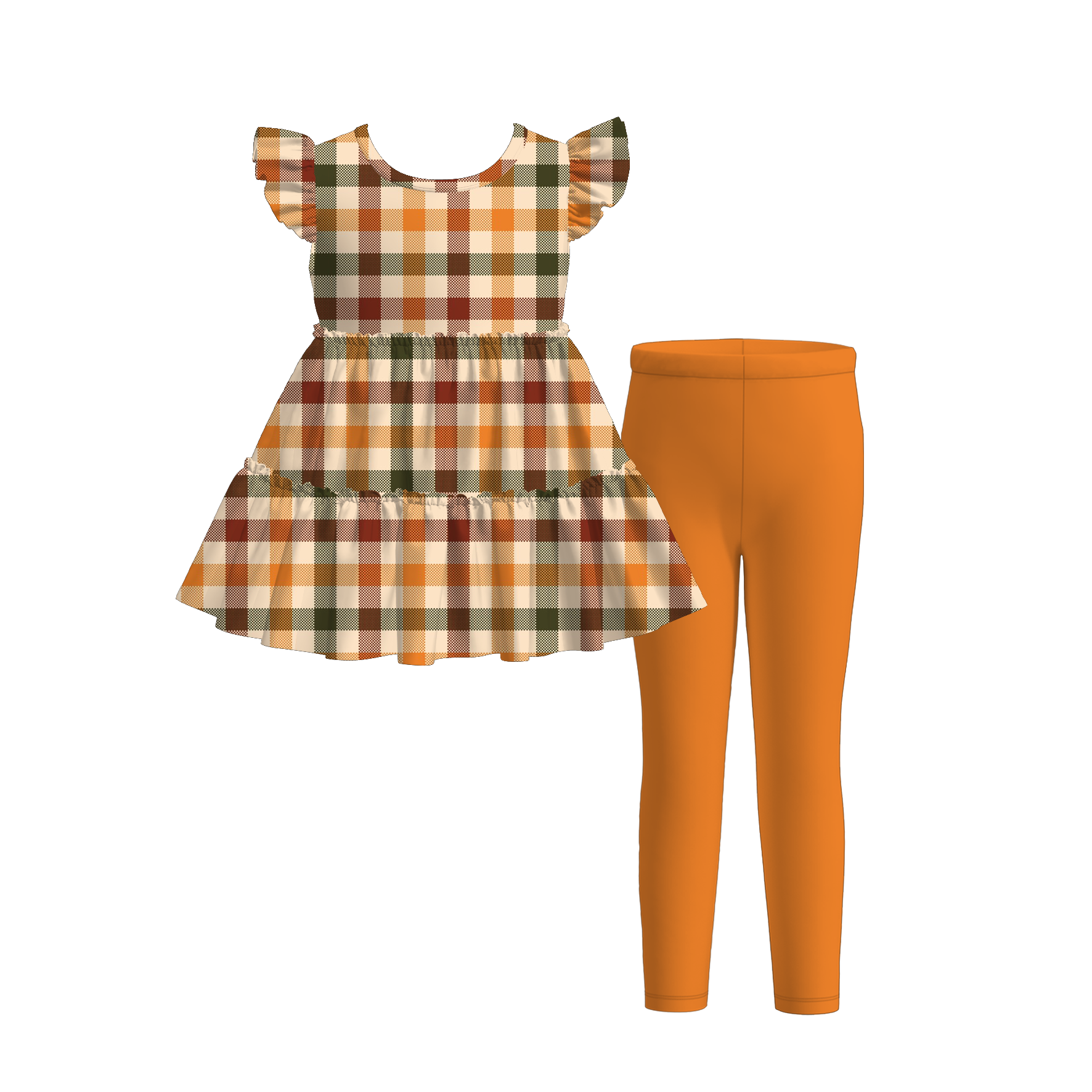 (Pre Order)Girls Fall Print Gored Outfit Set
