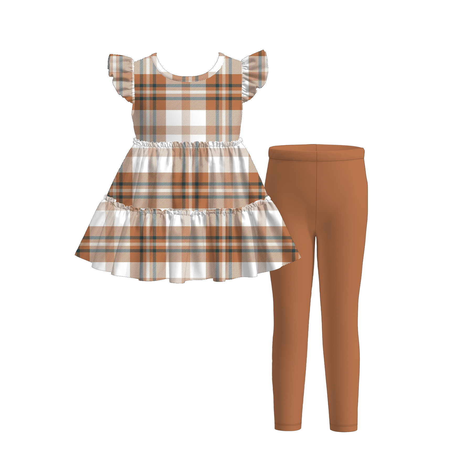 (Pre Order)Girls Fall Print Gored Outfit Set