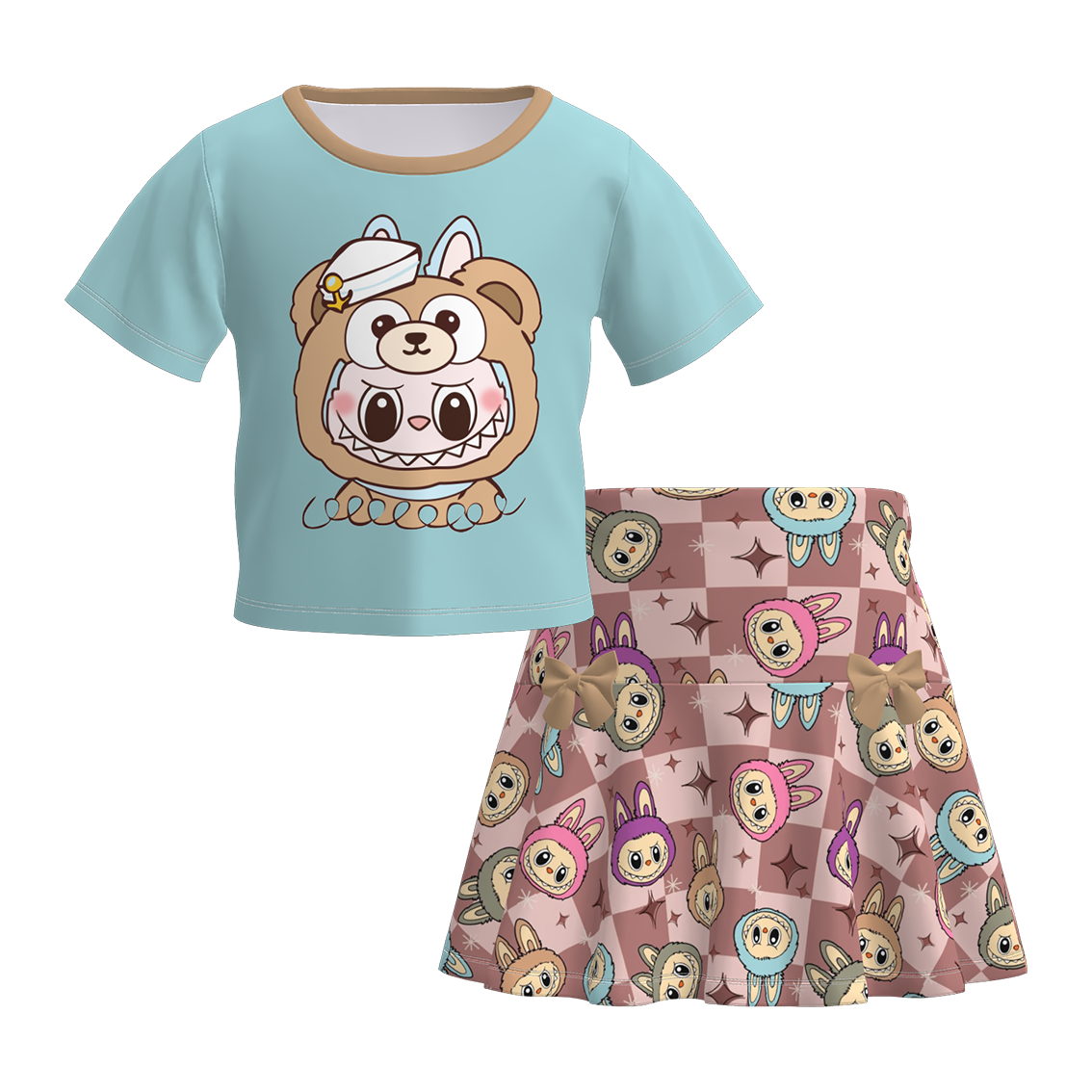 (Pre Order)Girls Halloween Cartoon Print Skirt Set
