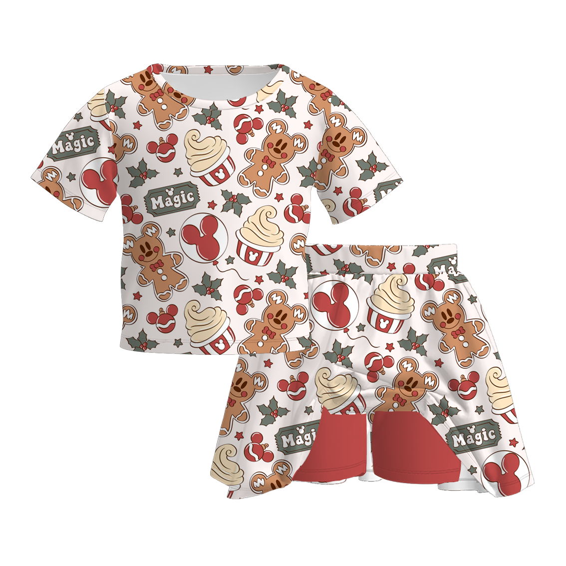 (Pre Order)Family Christmas Gingerbread Print Dress,Set&Top