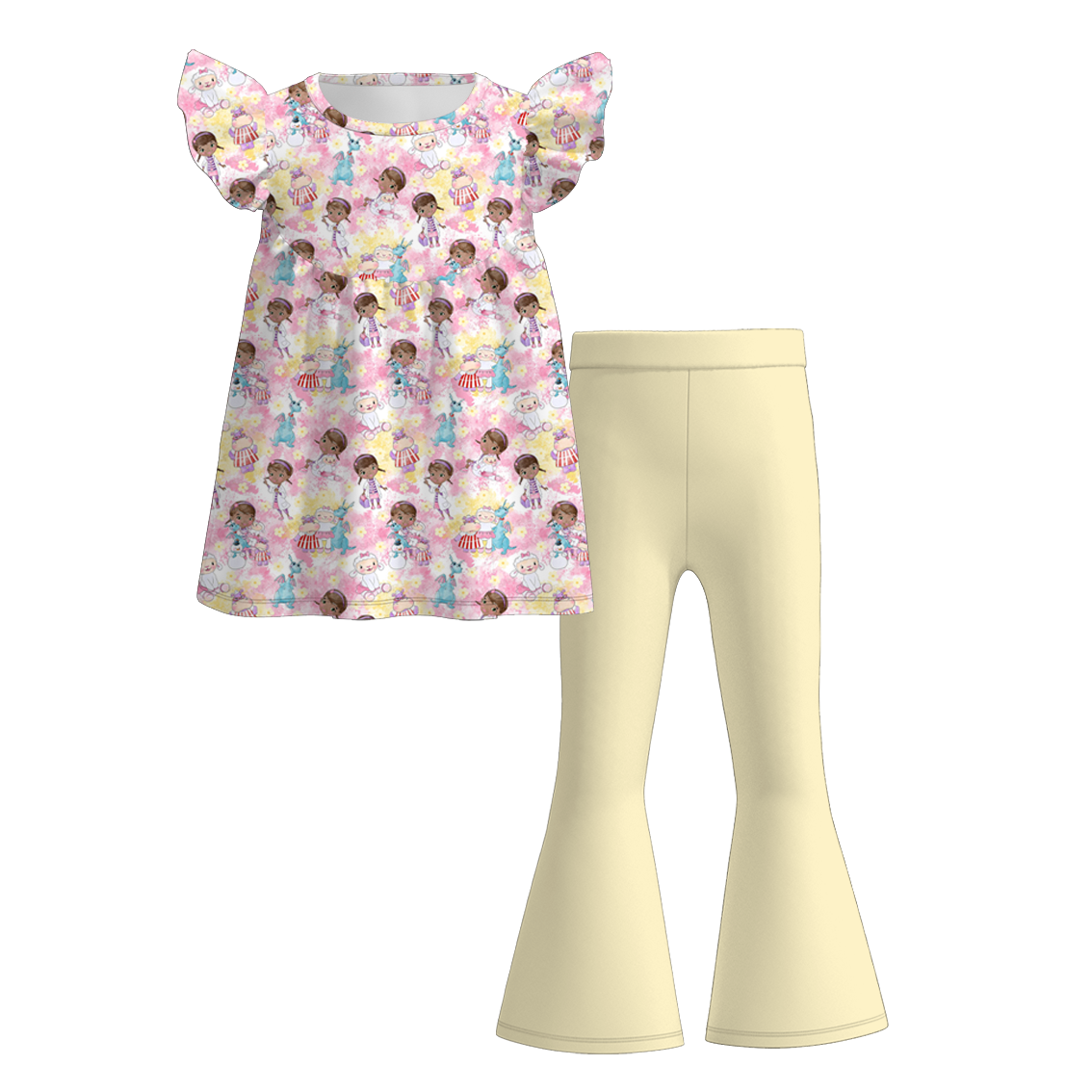(Pre Order)Girls Summer Cartoon Print Outfit Set