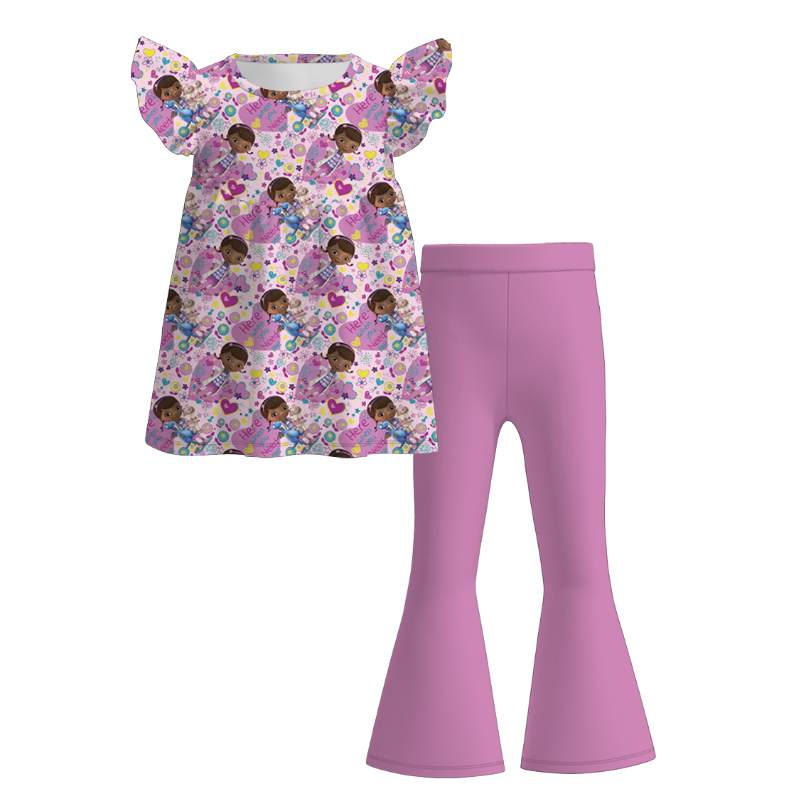 (Pre Order)Girls Summer Cartoon Print Outfit Set