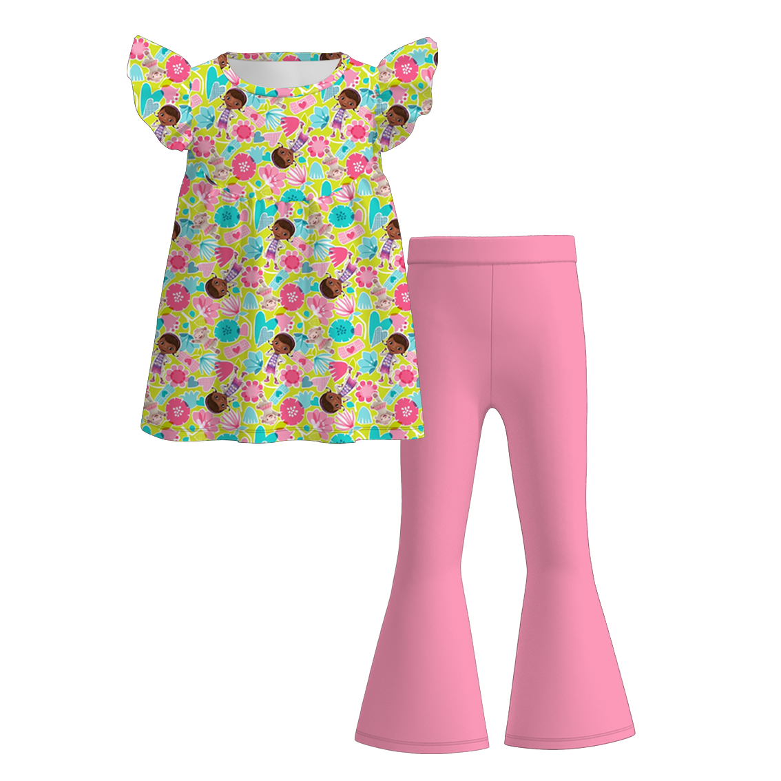 (Pre Order)Girls Summer Cartoon Print Outfit Set