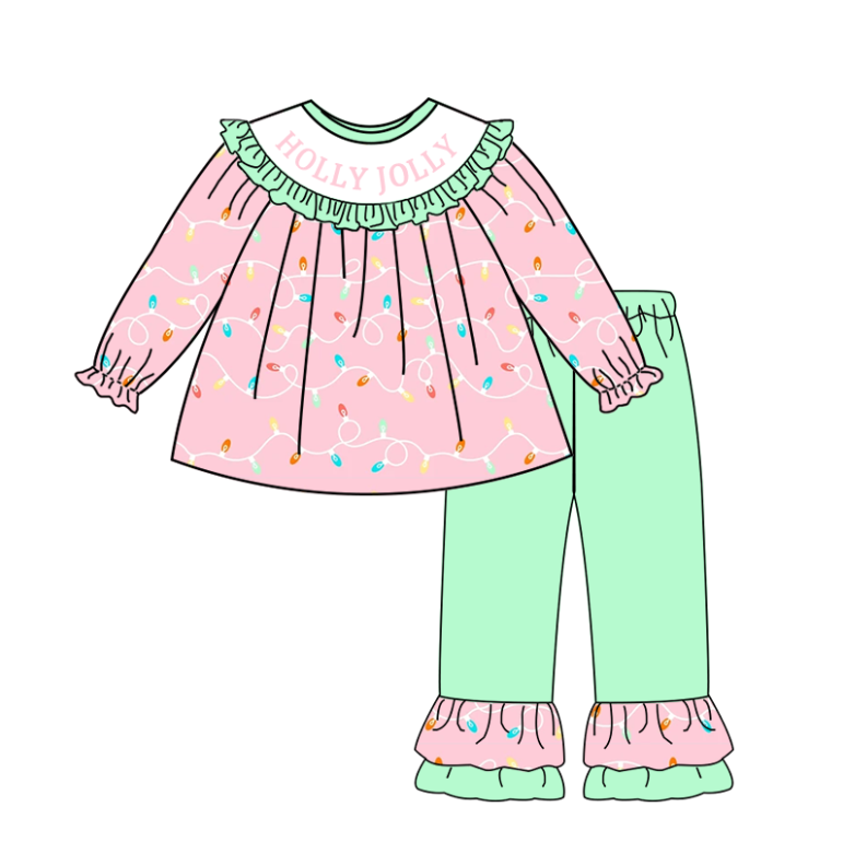 (Pre Order)Sisters Christmas Embroidery Smocked Dress,Set&Romper