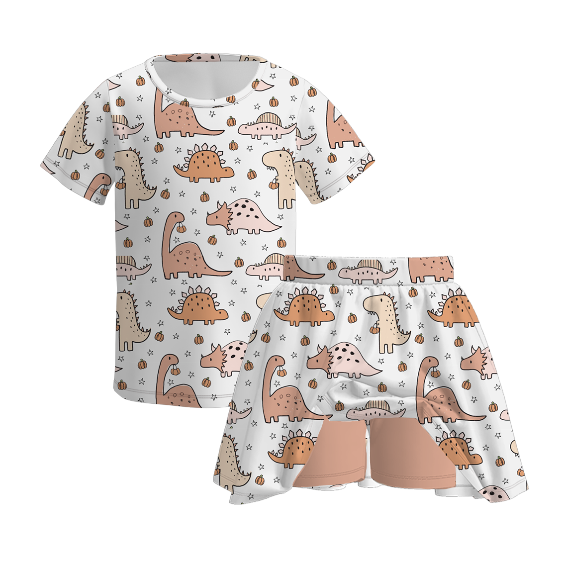 (Pre Order)Girls Fall Floral Print Skort Set