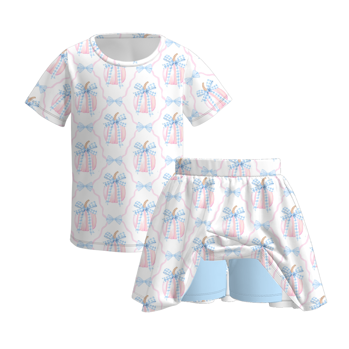 (Pre Order)Girls Fall Floral Print Skort Set
