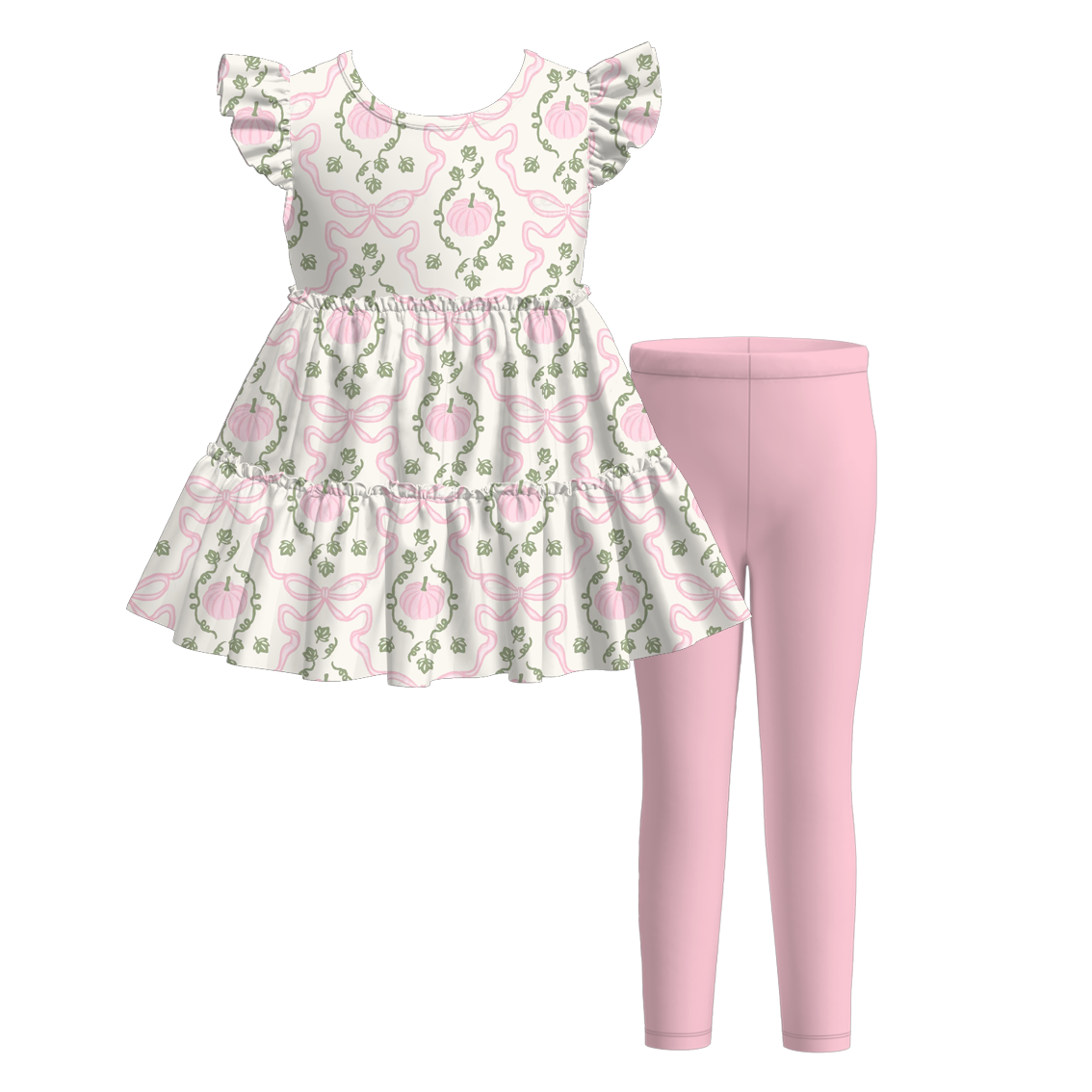 (Pre Order)Girls Fall Floral Print Outfit Set