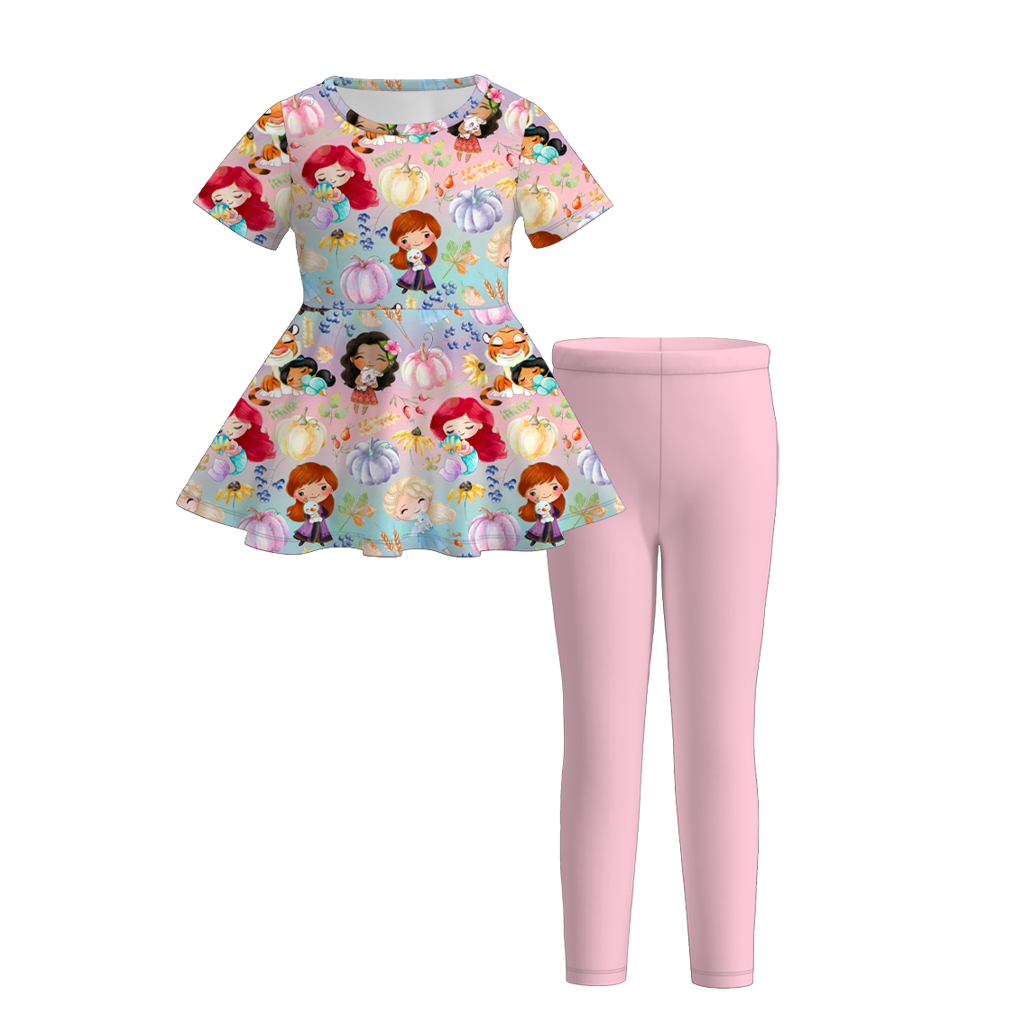 (Pre Order)Girls Fall&Winter Princess Print Dress,Set
