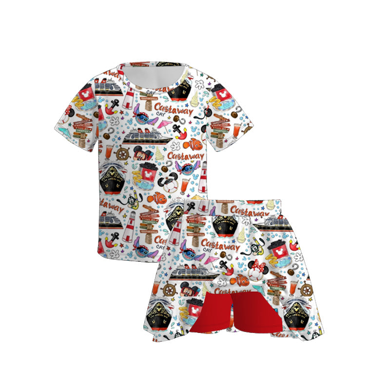 (Pre Order)Family Cartoon Print Dress,Set&Top