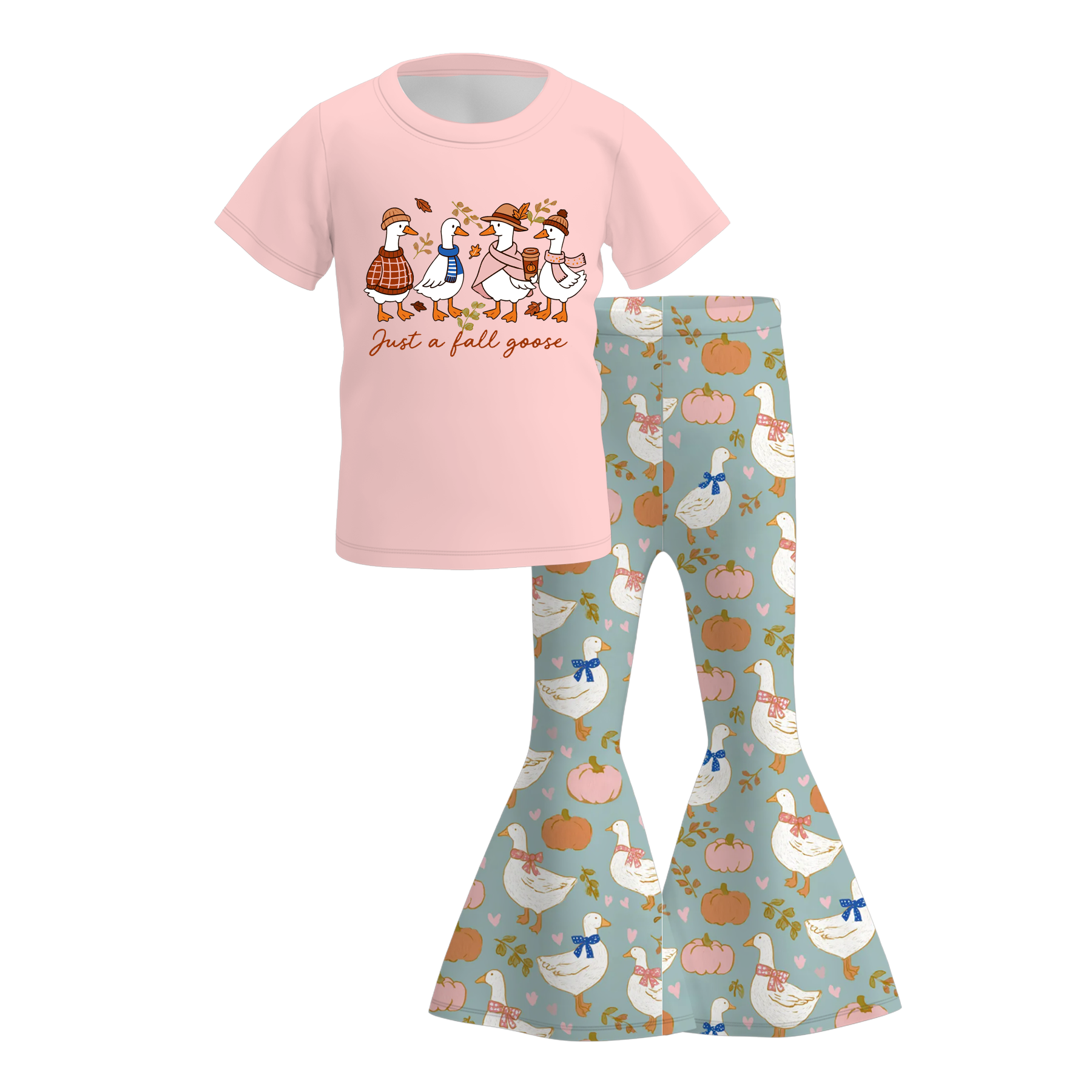 (Pre Order)Girls Halloween Cartoon Print Outfit Set