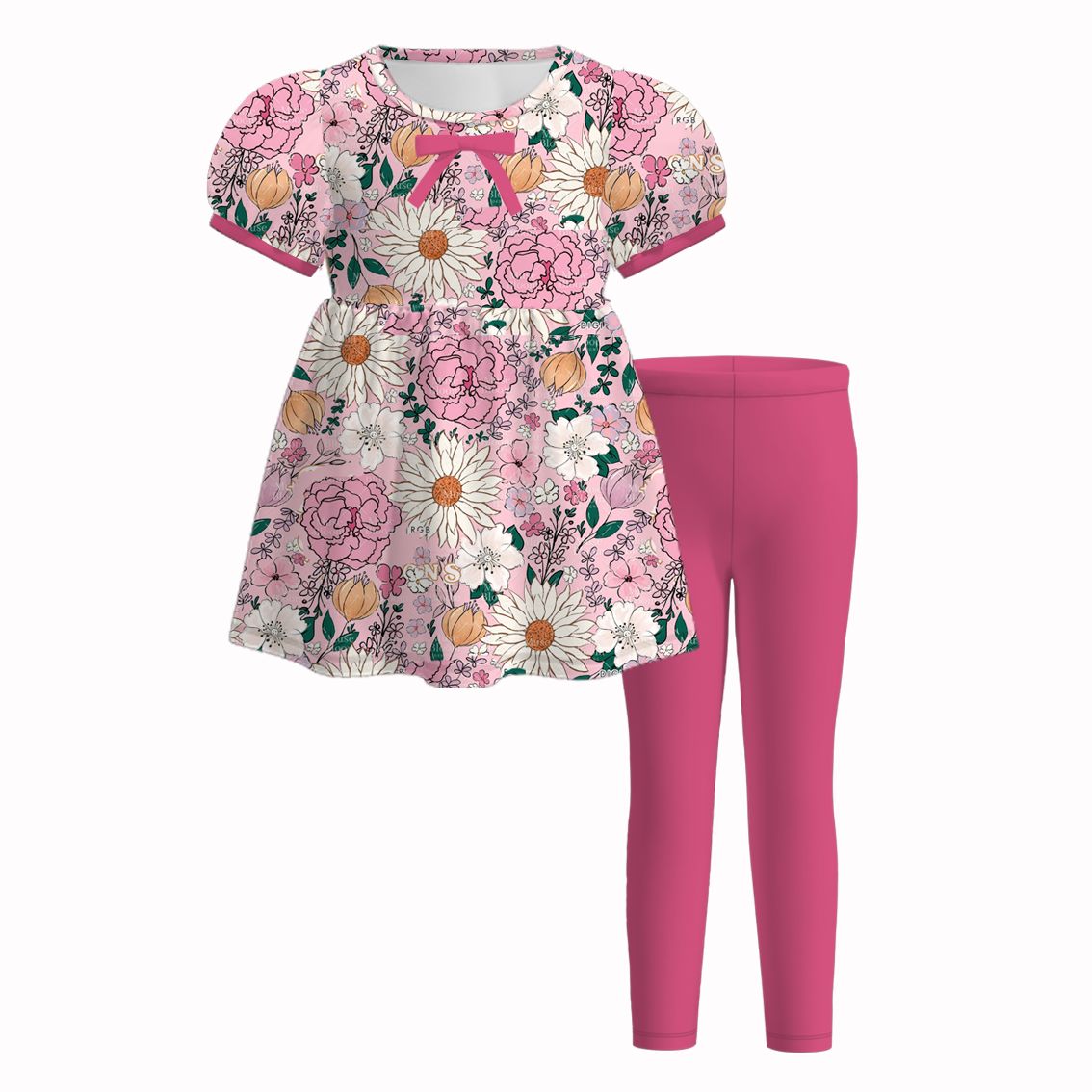 (Pre Order)Girls Fall Pumpkin&Floral Print Outfit Set