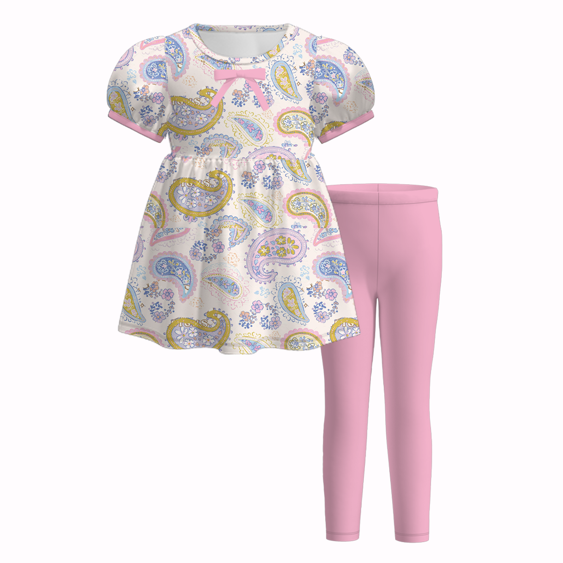 (Pre Order)Girls Fall Pumpkin&Floral Print Outfit Set